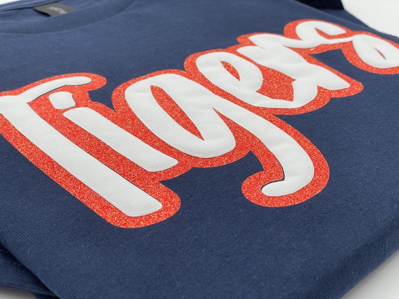 Personalized Spirit Wear Sweatshirt Hoodie: Retro Puff Letters - Glitter Outline