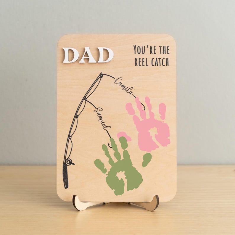 Personalized Fishing Handprint Sign for Dad | Custom Father’s Day Gift