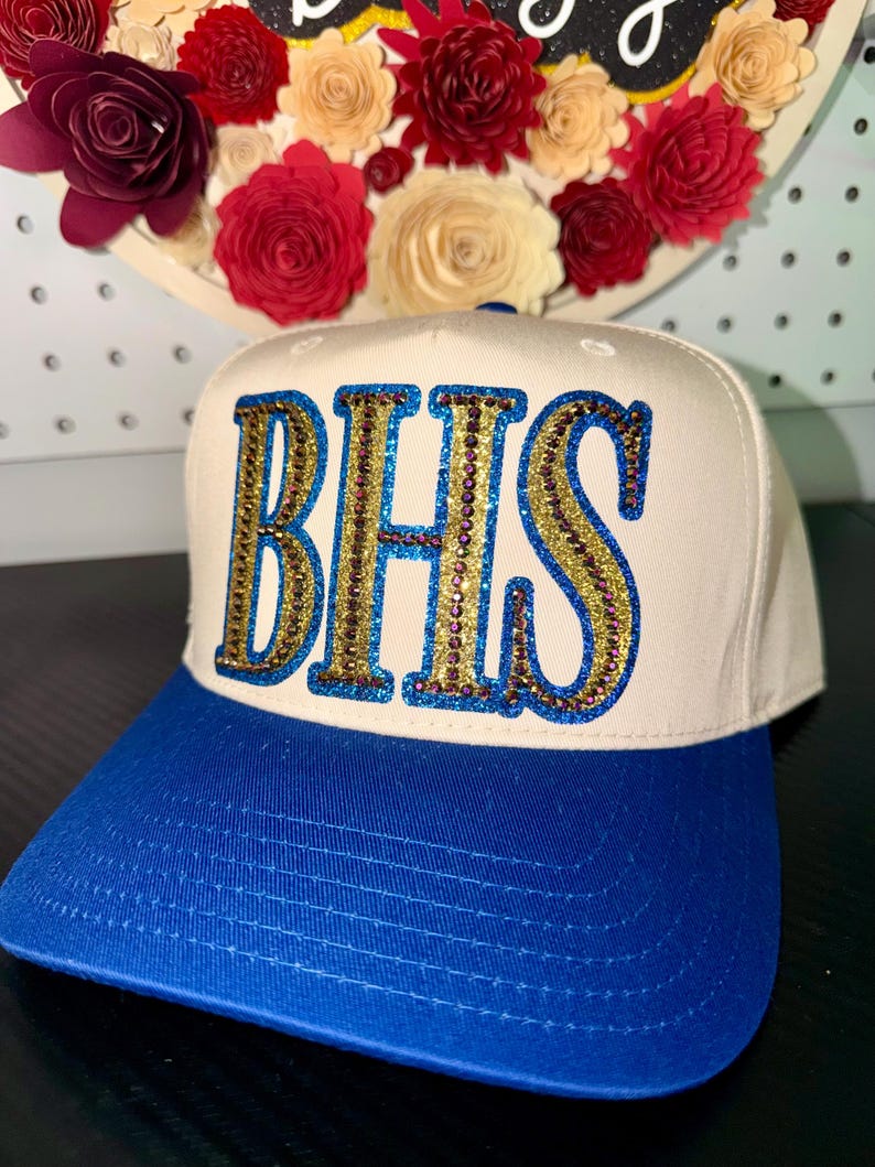 Custom Glitter Rhinestone Script Patch Two Tone Sports Trucker Cap