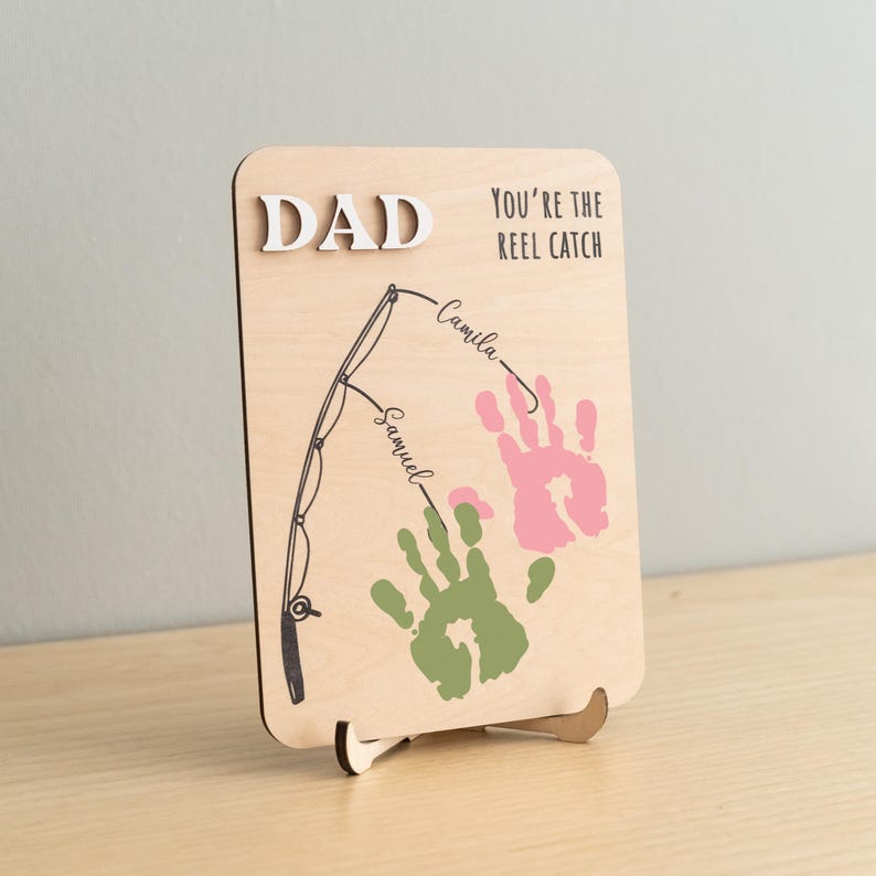 Personalized Fishing Handprint Sign for Dad | Custom Father’s Day Gift