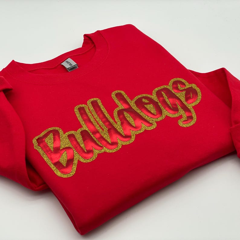 Personalized Spirit Wear Sweatshirt Hoodie: Retro Puff Letters - Glitter Outline