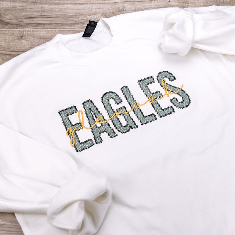 Custom School Mascot Nickname Wave Embroidered Sweatshirt