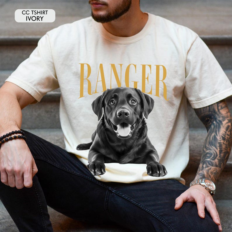 Custom Pet Portrait T-Shirt, Personalized Dog Gift