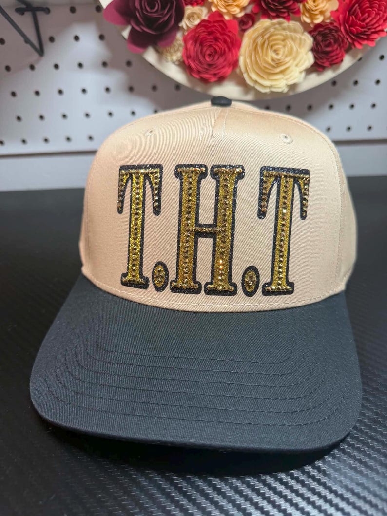 Custom Glitter Rhinestone Script Patch Two Tone Sports Trucker Cap