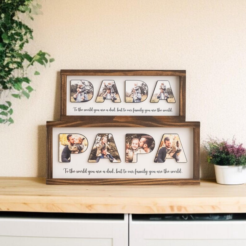 Personalized Dad Letter Photo Frame, Custom Father’s Day Wood Decor