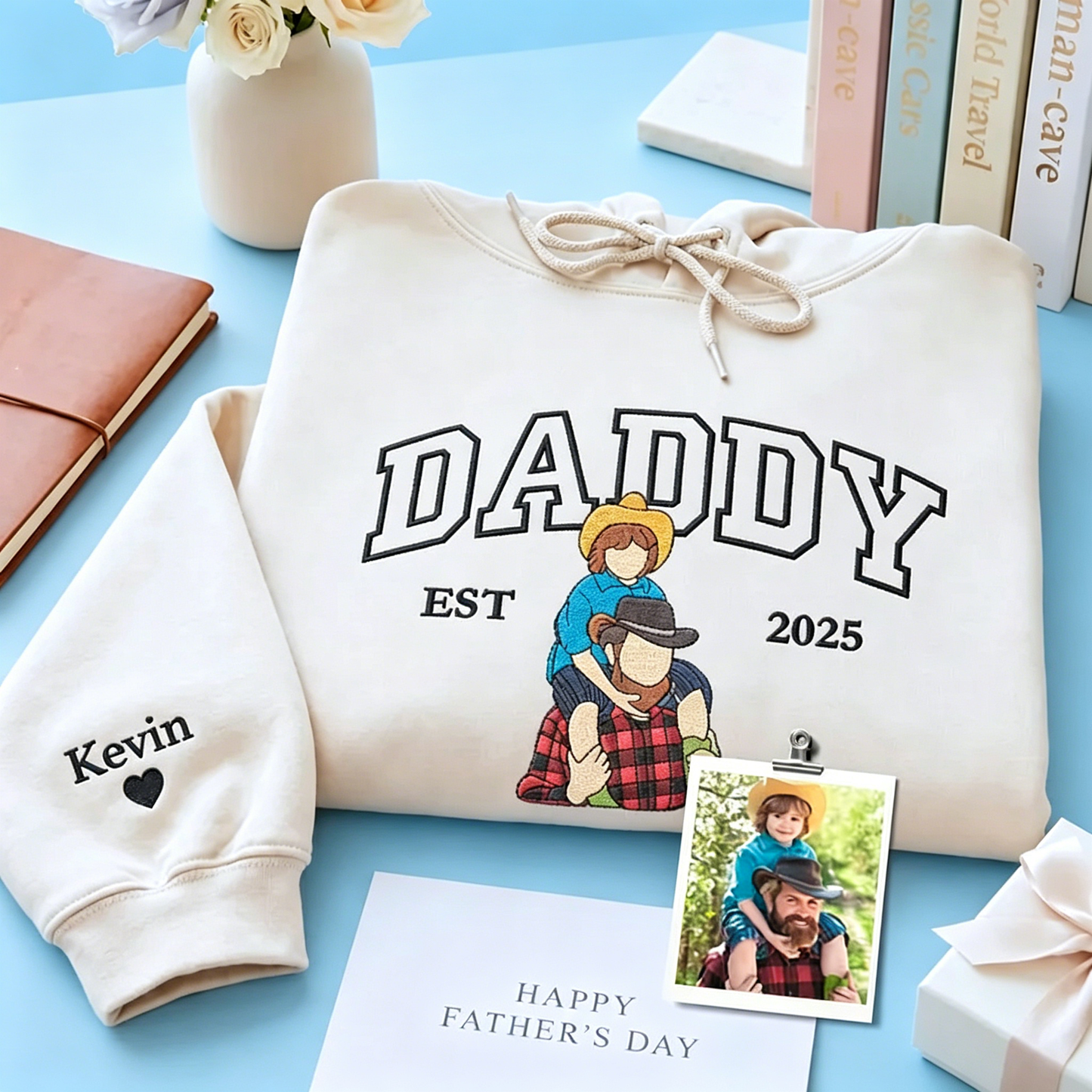 Custom Dad Photo Embroidered Clothing Father's Day Gift