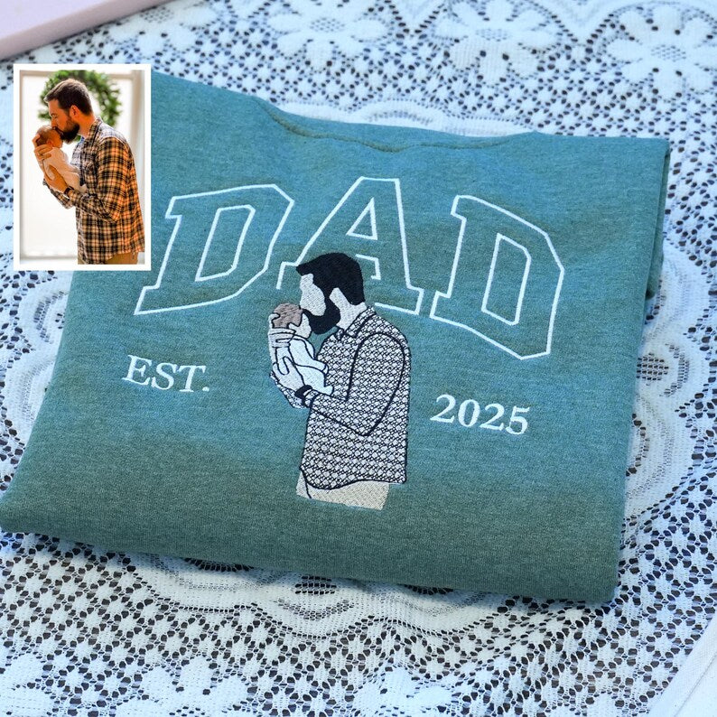 Personalized Embroidered Fatherhood Keepsake: Celebrate Your Bond in Style