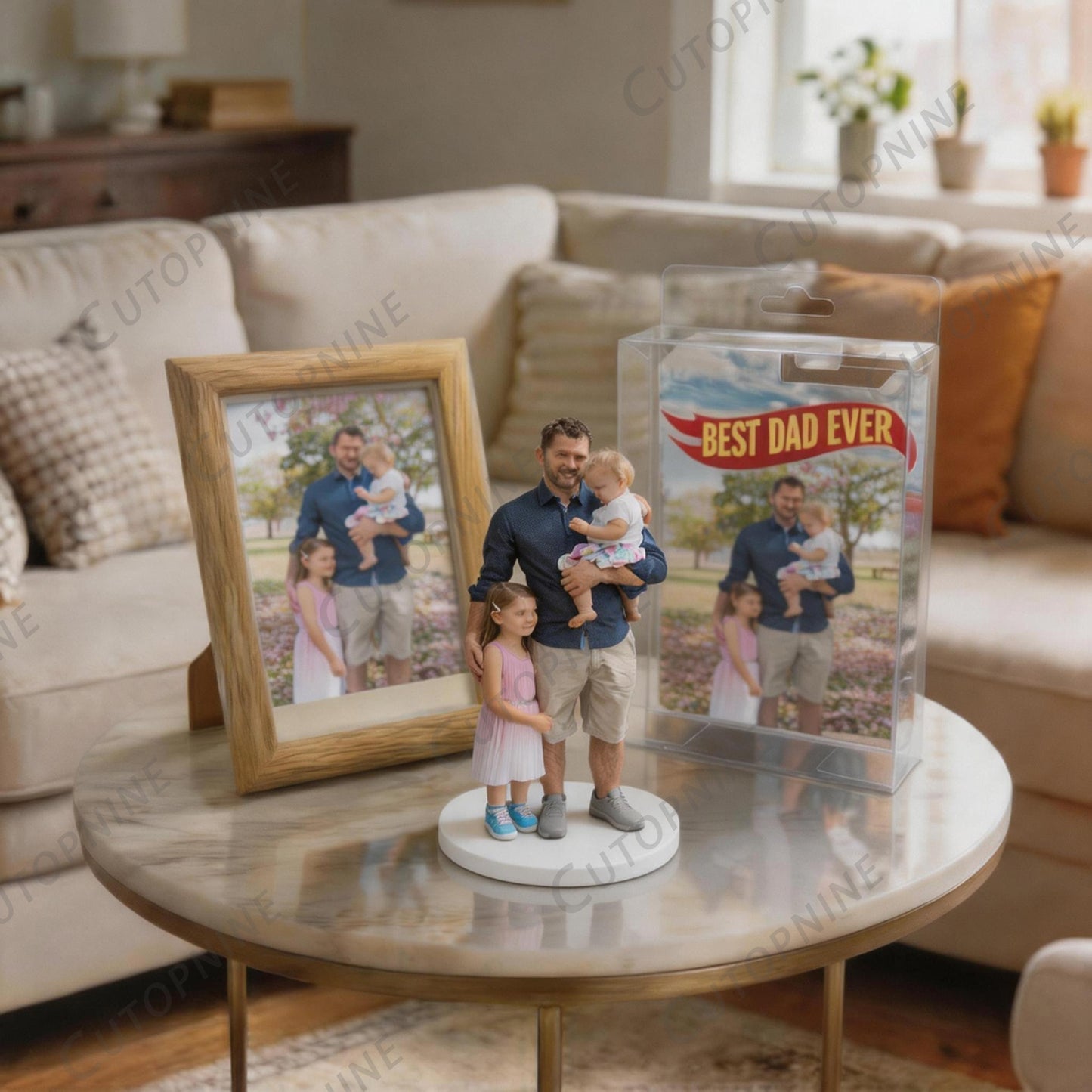 Custom Photo 3D Color Printing Figurine Best Dad Ever Keepsake