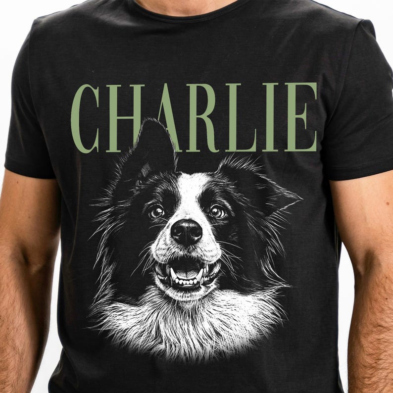 Custom Pet Portrait T-Shirt, Personalized Dog Gift