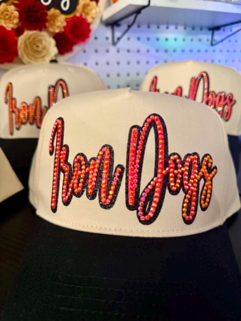 Custom Glitter Rhinestone Script Patch Two Tone Sports Trucker Cap