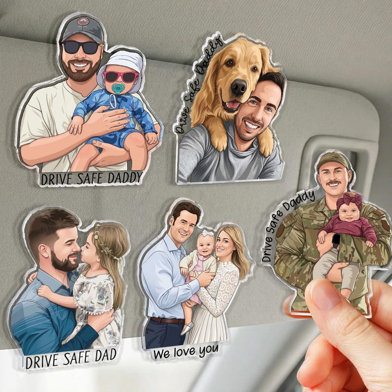 Custom Family Photo Fridge Magnet, Personalized Cartoon Portrait Magnet