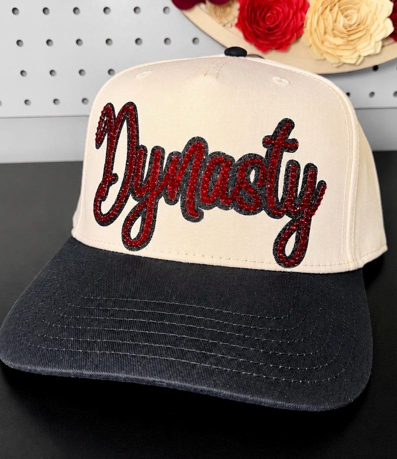 Custom Glitter Rhinestone Script Patch Two Tone Sports Trucker Cap