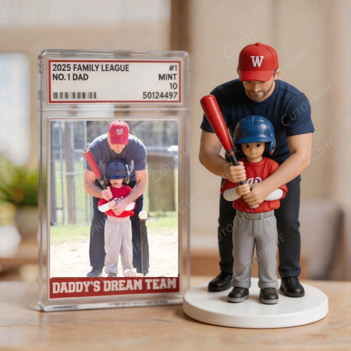 Custom 3D Baseball Father Son Figurine | Full Color Print Photo Statue