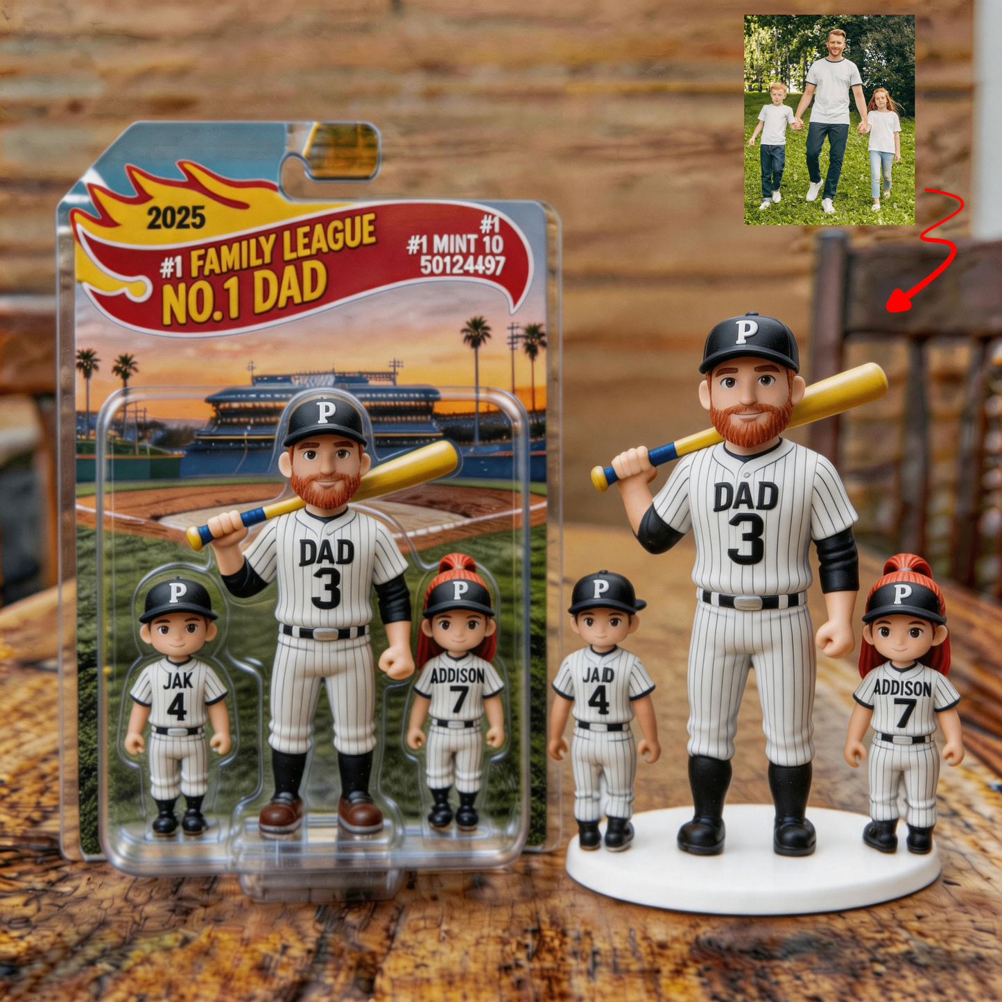Custom Photo 3D Color Printing Figurine Best Baseball Dad Ever Keepsake