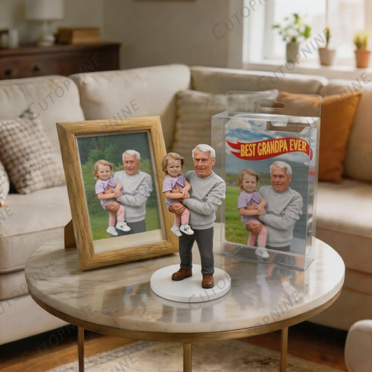 Custom Photo 3D Color Printing Figurine Best Grandpa Ever Keepsake