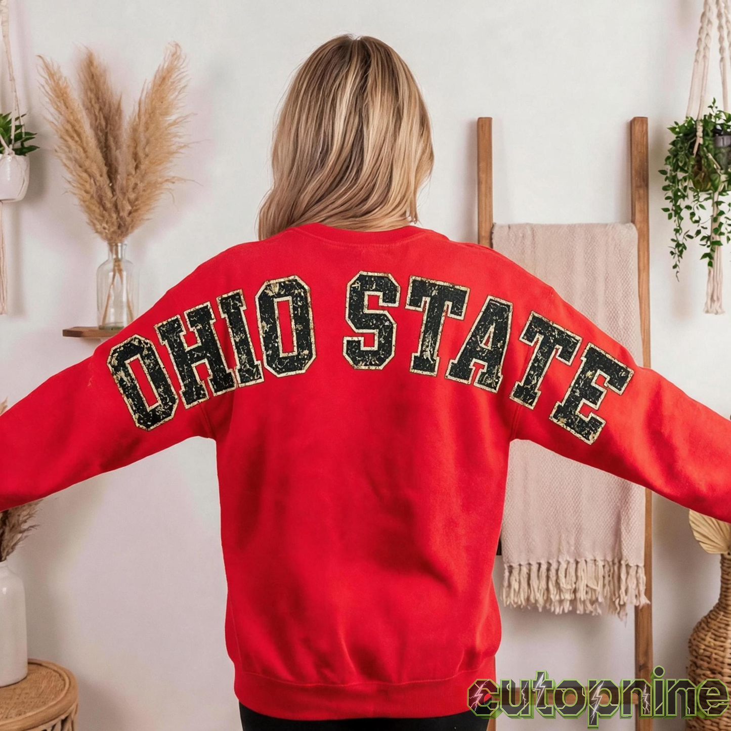 Custom Ohio Vintage Letter Print Sweatshirt