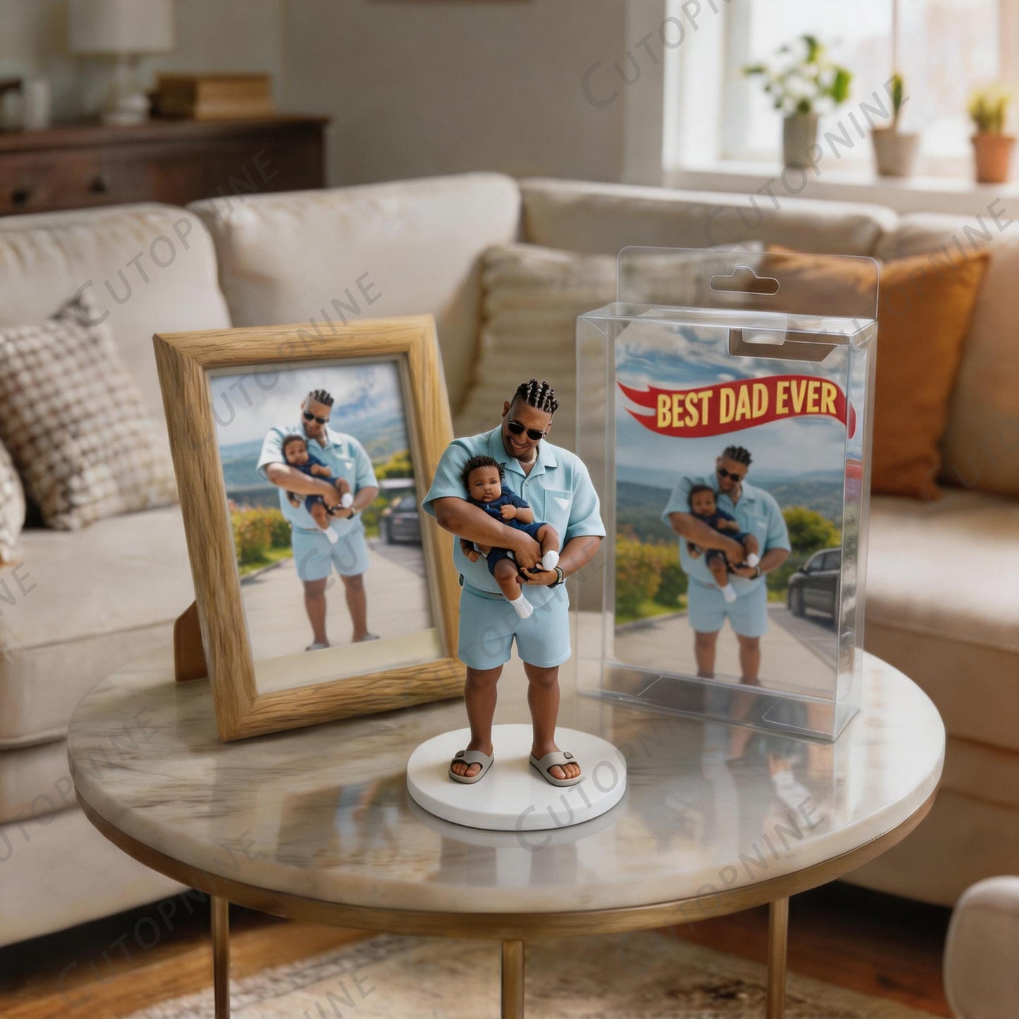 Custom Photo 3D Color Printing Figurine Best Dad Ever Keepsake