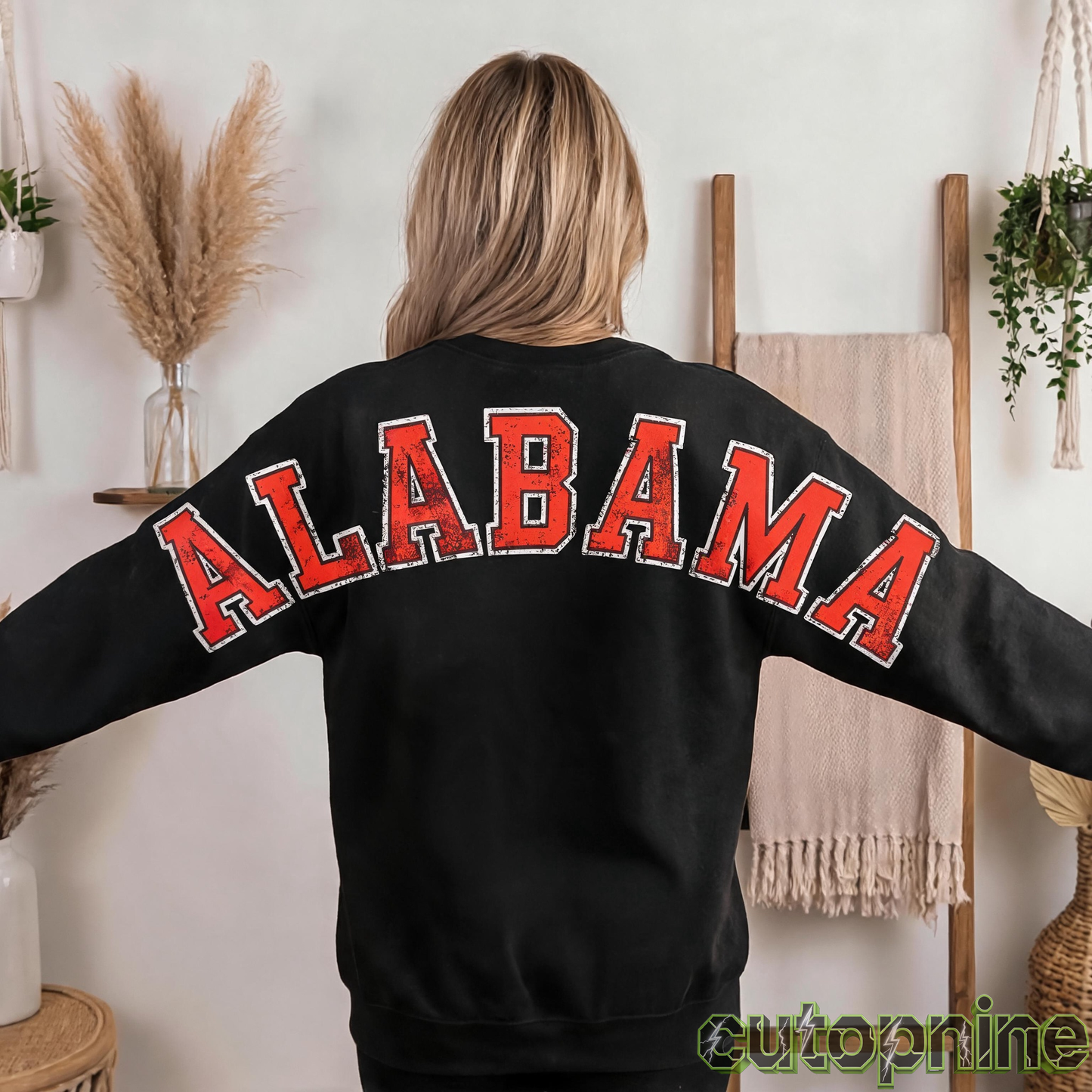 Custom Alabama Vintage Letter Print Sweatshirt