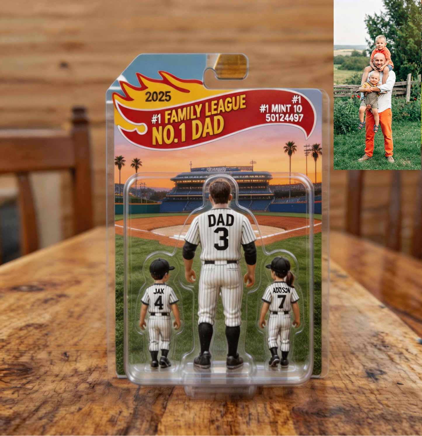 Custom Photo 3D Color Printing Figurine Best Baseball Dad Ever Keepsake