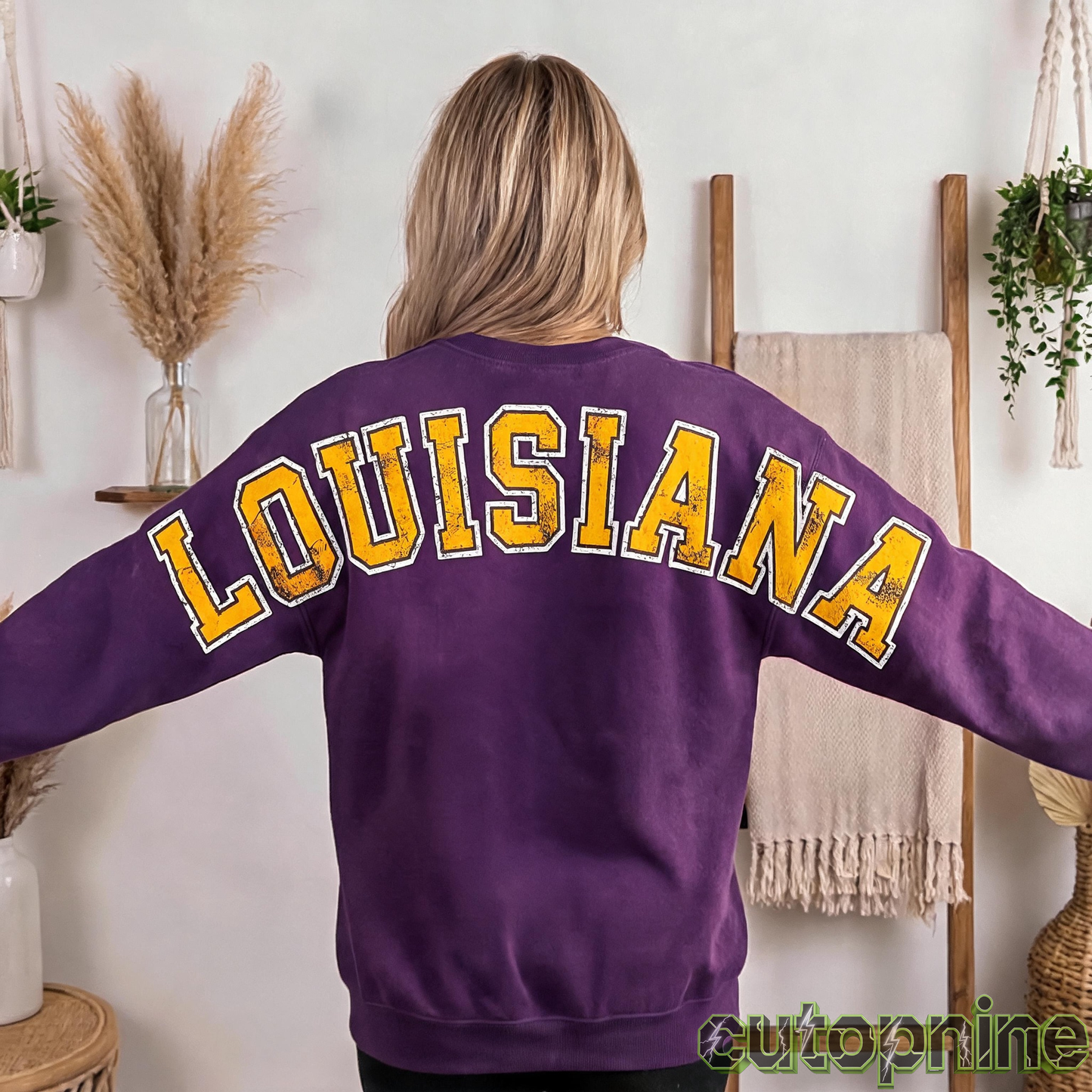 Custom Louisiana Vintage Letter Print Sweatshirt