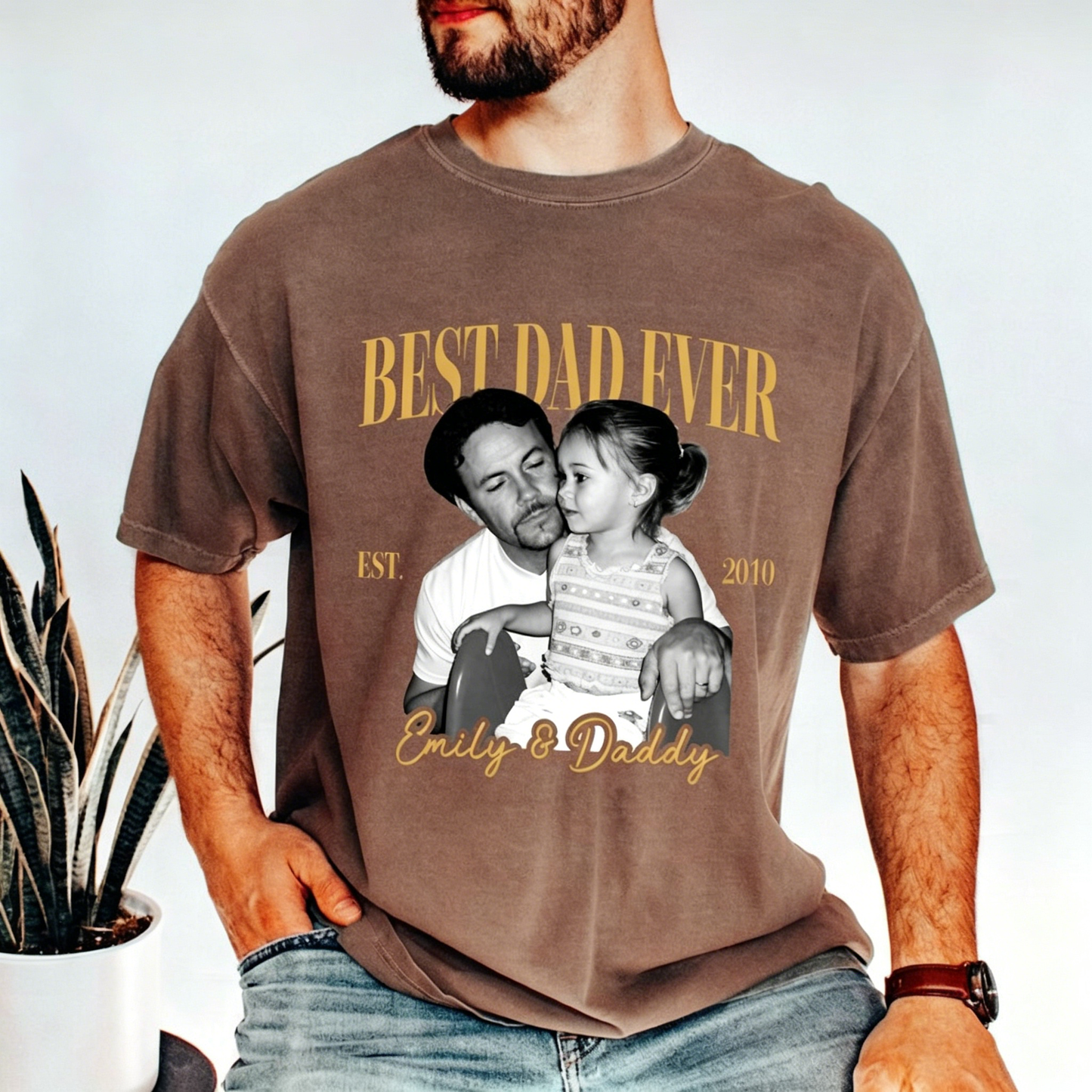 Custom Vintage Photo Dad T-Shirt - "Best Dad Ever" Retro Personalized Tee