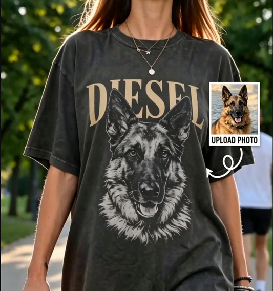 Custom Pet Portrait T-Shirt, Personalized Dog Gift