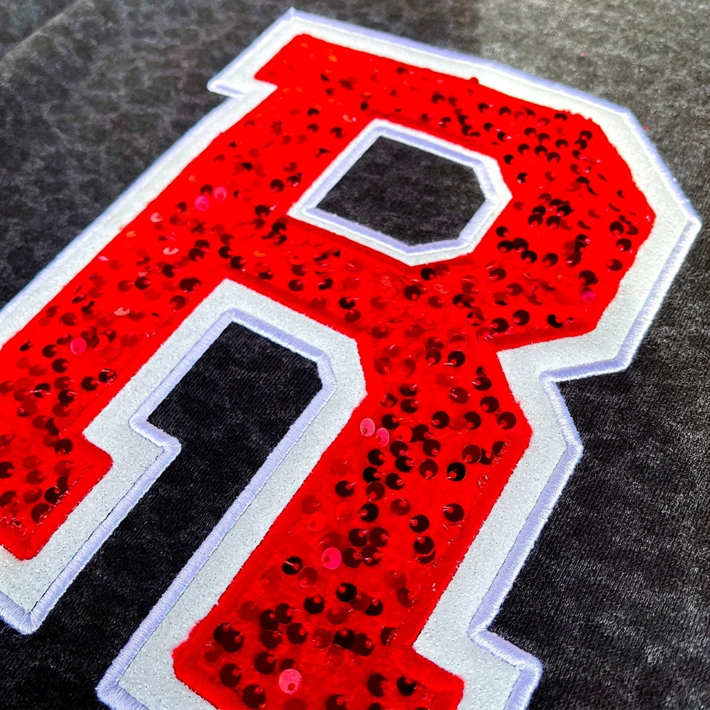 Custom Sequin Varsity Letter Embroidered Leopard/Cheetah Crewneck Sweatshirt