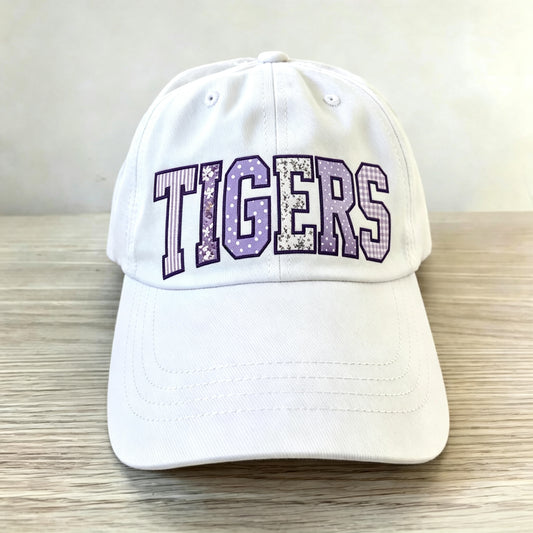 Custom Patchwork Fabric Embroidered Hat Team and School Name Applique Varsity Letters