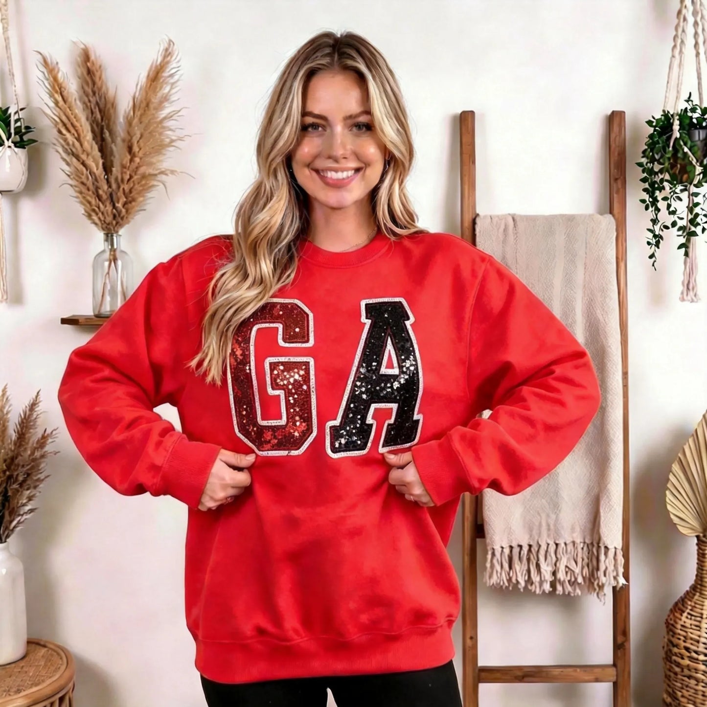 Custom Sequin Letter Sport Sweatshirt