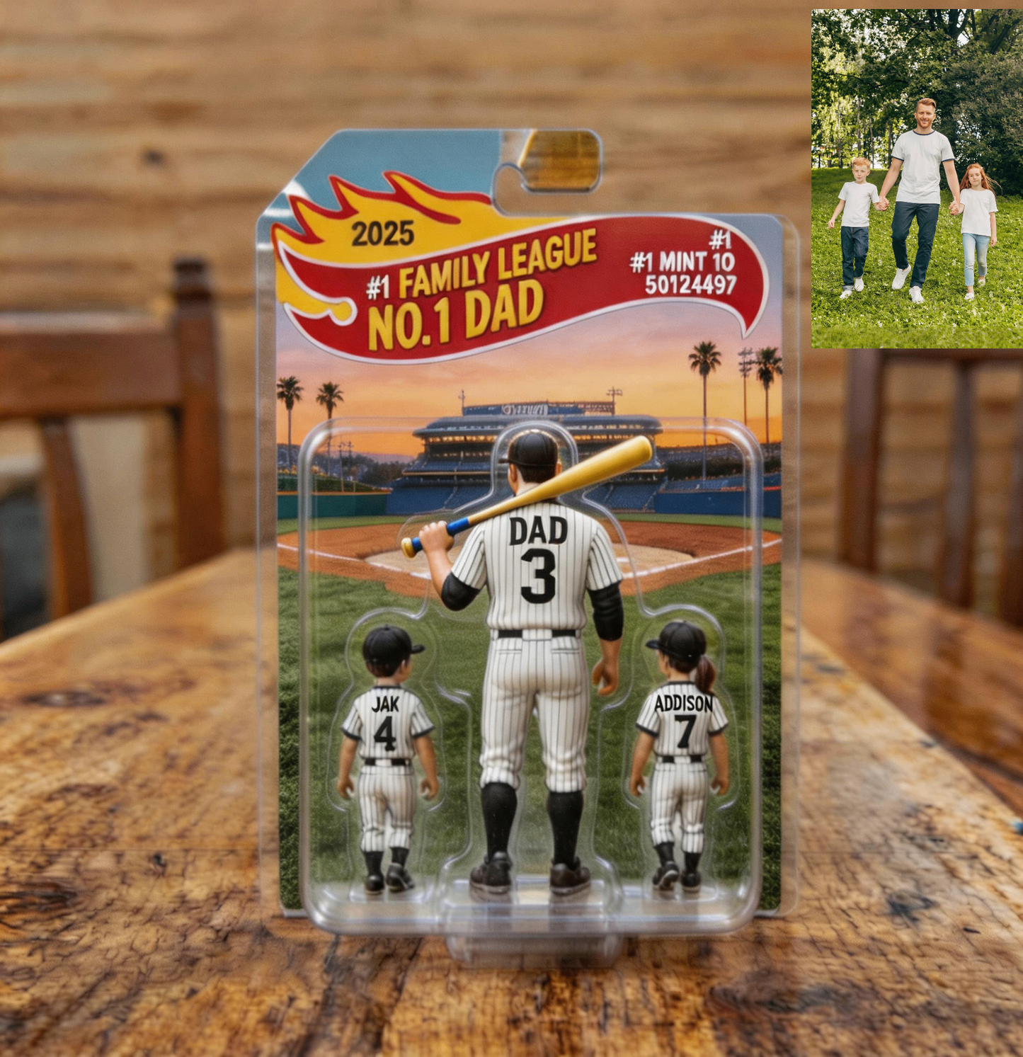 Custom Photo 3D Color Printing Figurine Best Baseball Dad Ever Keepsake