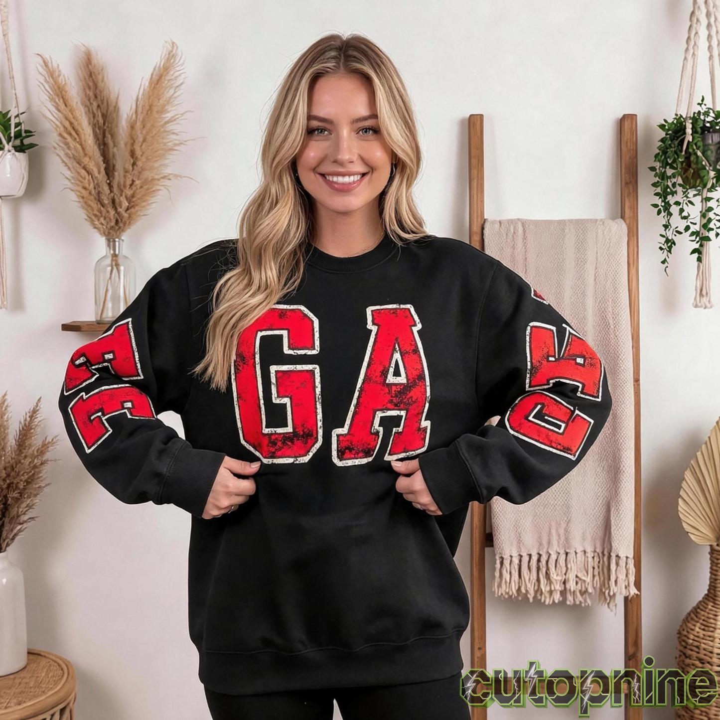 Custom Georgia Vintage Letter Print Sweatshirt