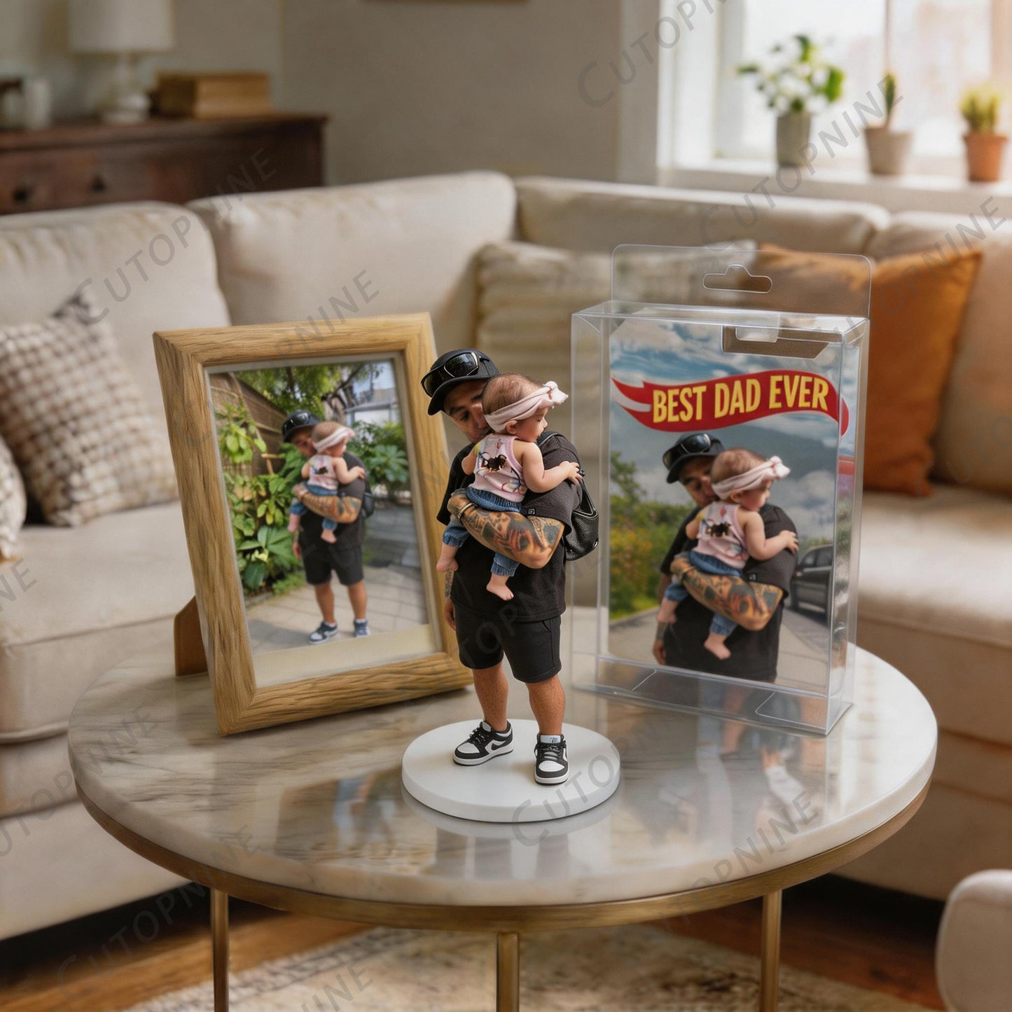 Custom Photo 3D Color Printing Figurine Best Dad Ever Keepsake