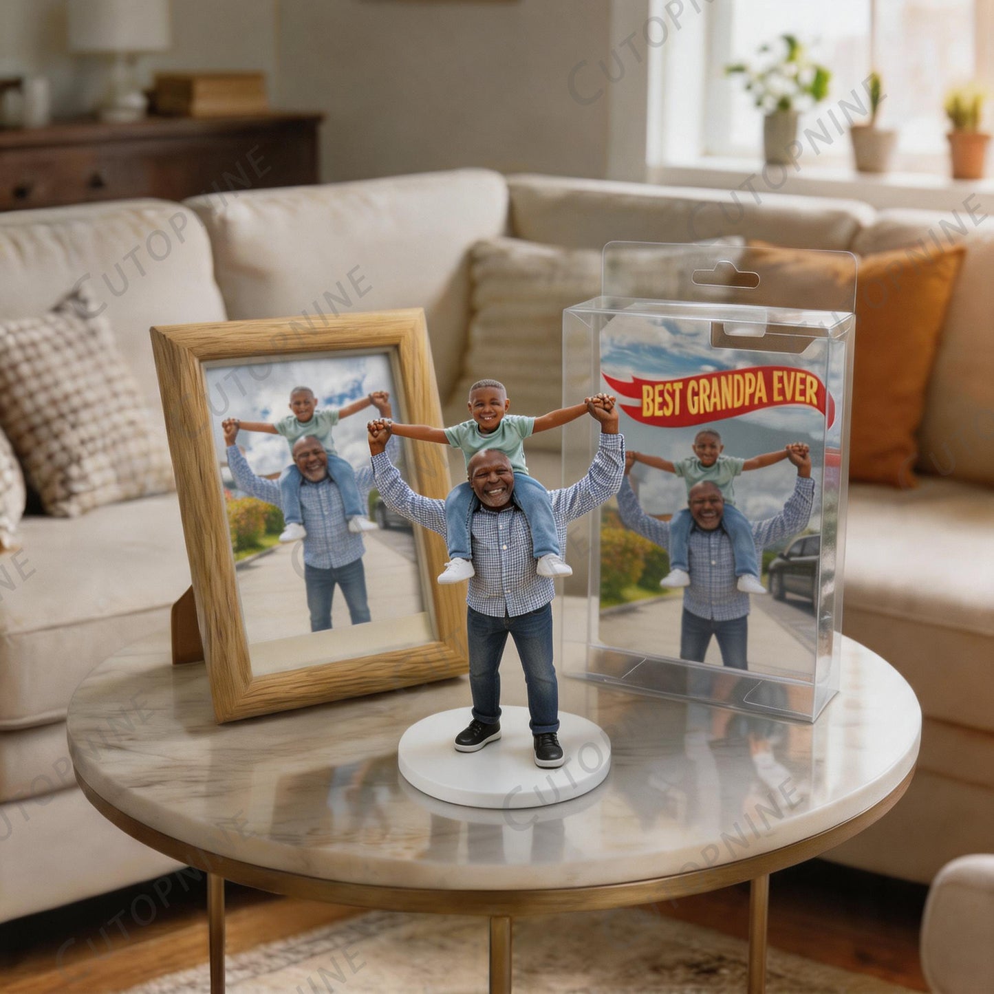 Custom Photo 3D Color Printing Figurine Best Grandpa Ever Keepsake