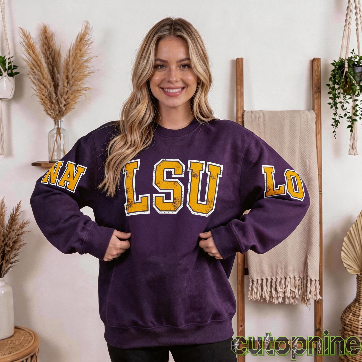 Custom Louisiana Vintage Letter Print Sweatshirt