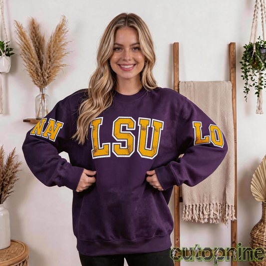 Custom Louisiana Vintage Letter Print Sweatshirt