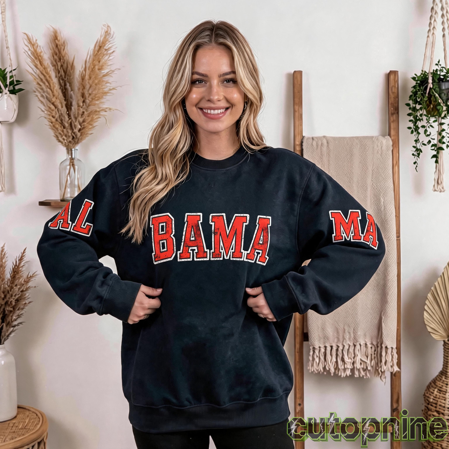 Custom Alabama Vintage Letter Print Sweatshirt