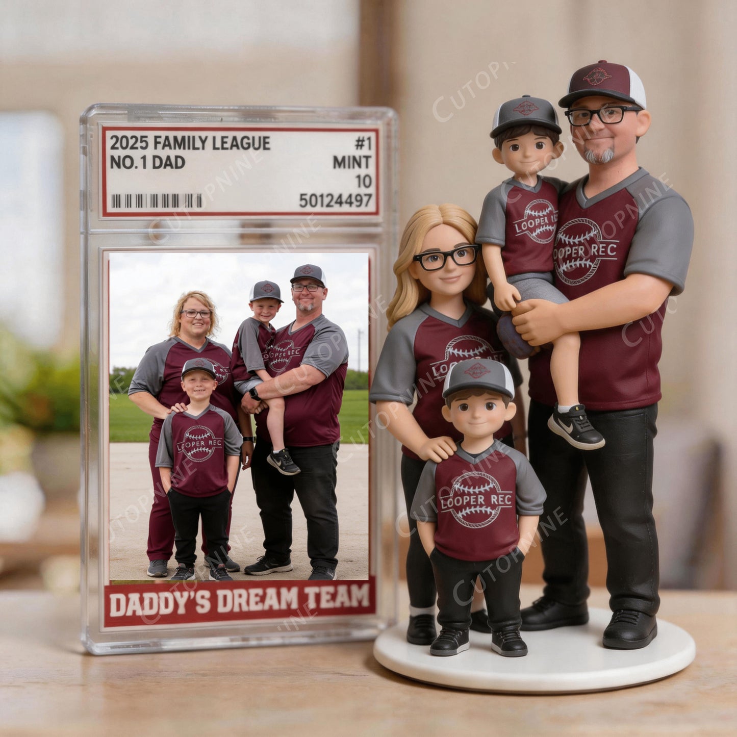Custom 3D Baseball Father Son Figurine | Full Color Print Photo Statue