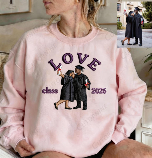 Personalized Couple Graduation Embroidered Sweatshirt
