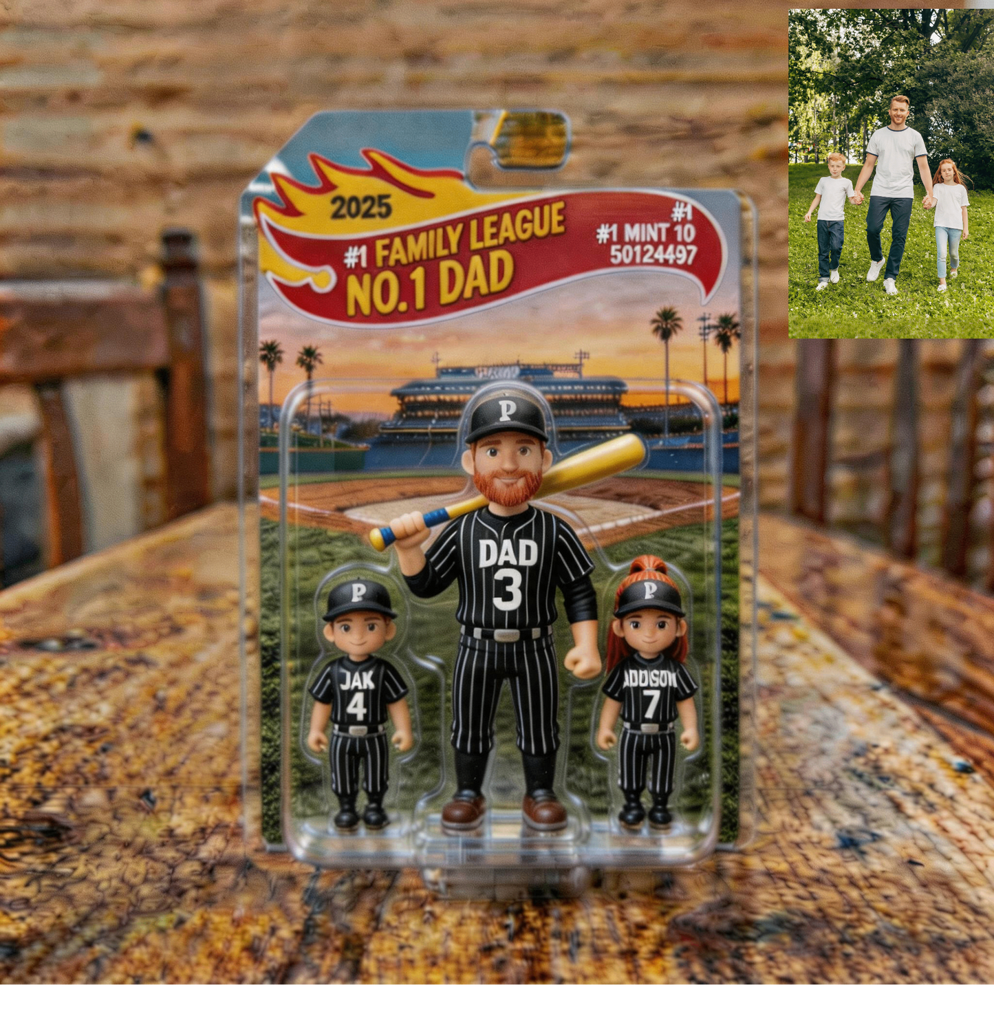 Custom Photo 3D Color Printing Figurine Best Baseball Dad Ever Keepsake