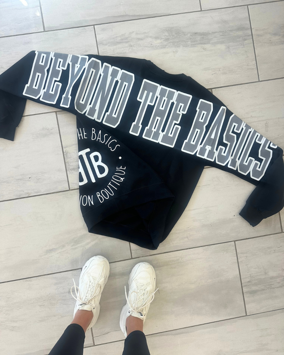 Custom Back Print Varsity Crewneck Sweatshirt, Personalized Team Name Mascot Game Day Spirit Pullover
