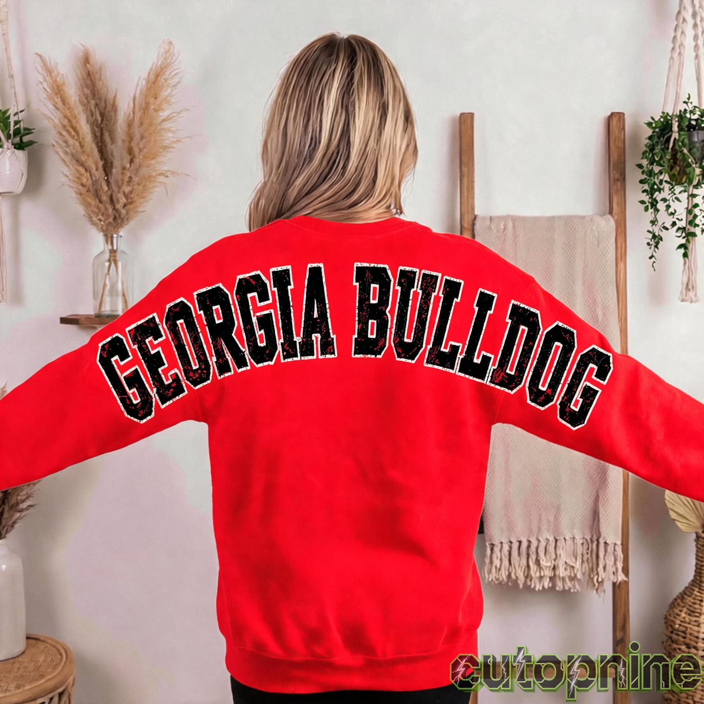 Custom Georgia Vintage Letter Print Sweatshirt