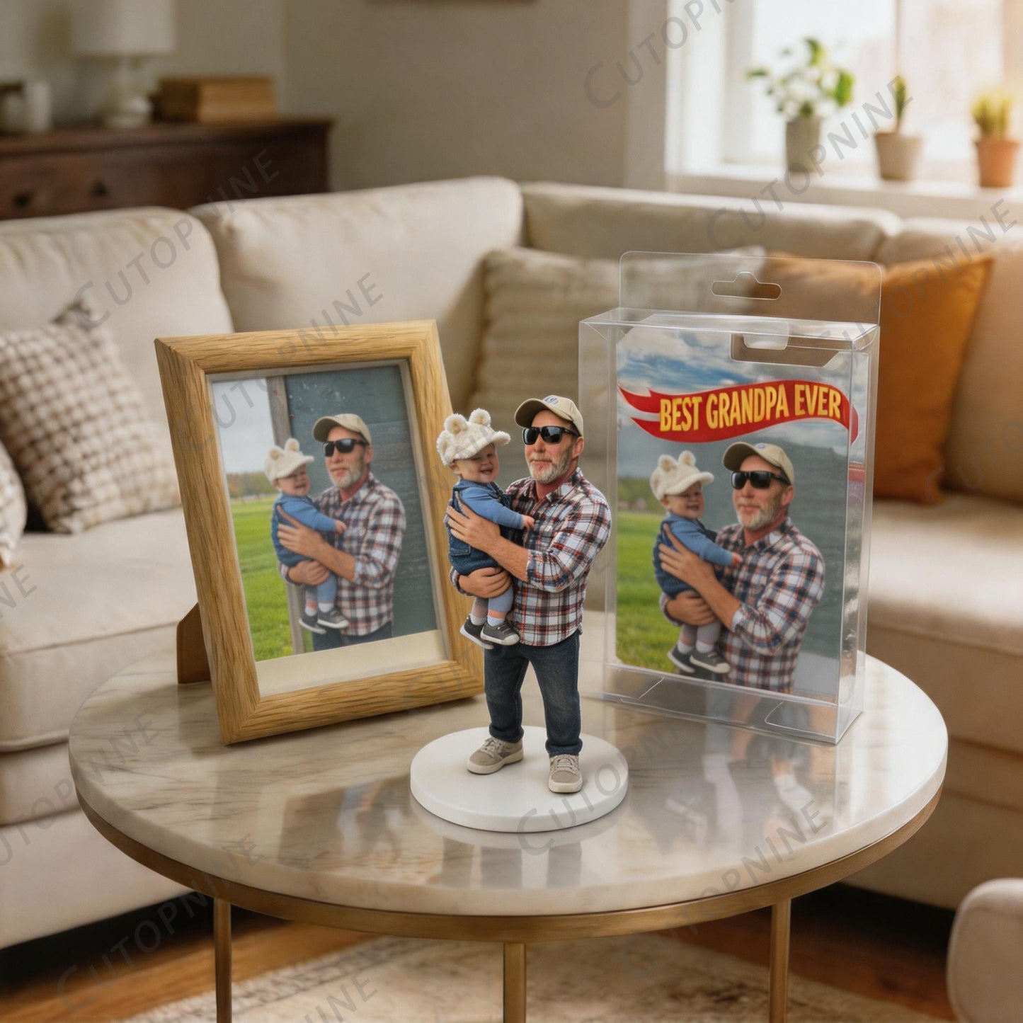 Custom Photo 3D Color Printing Figurine Best Grandpa Ever Keepsake