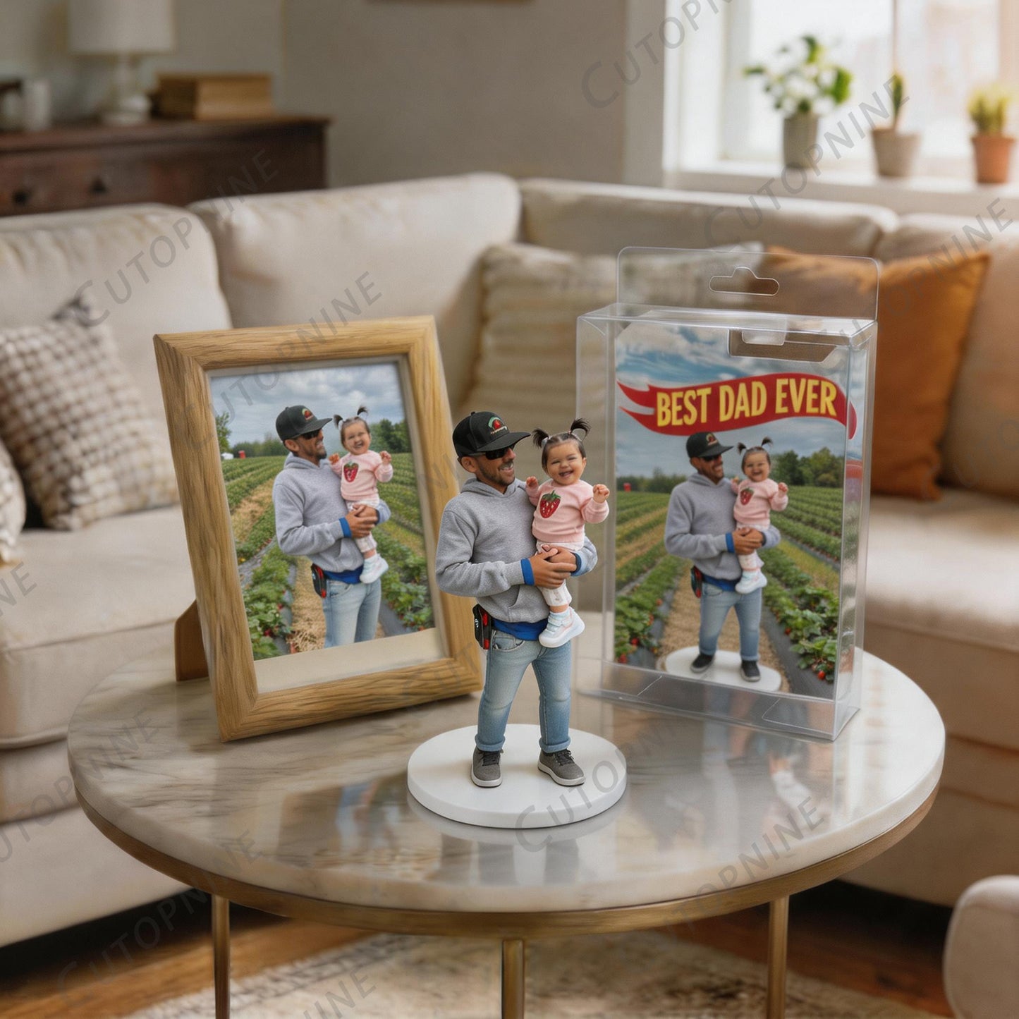 Custom Photo 3D Color Printing Figurine Best Dad Ever Keepsake