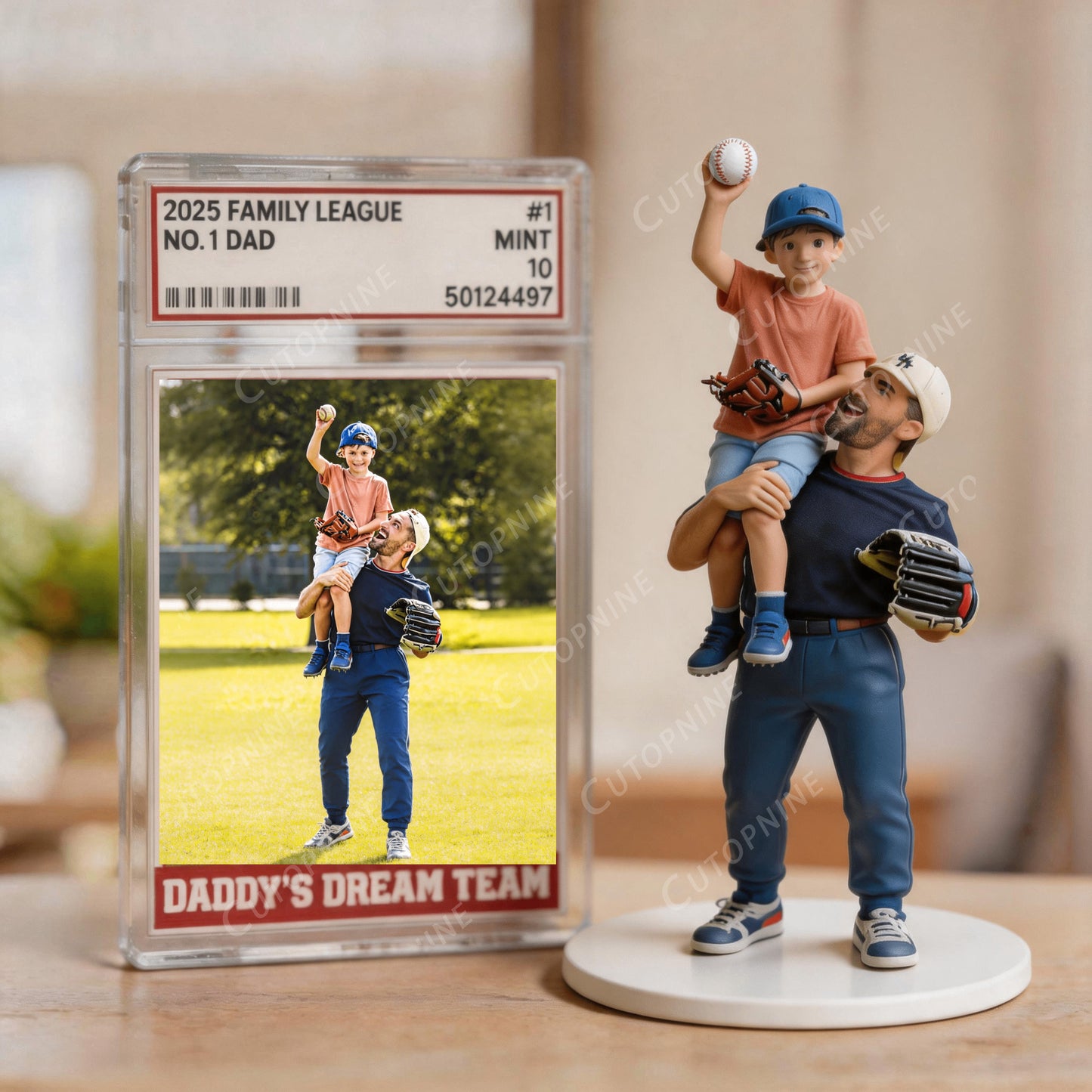 Custom 3D Baseball Father Son Figurine | Full Color Print Photo Statue