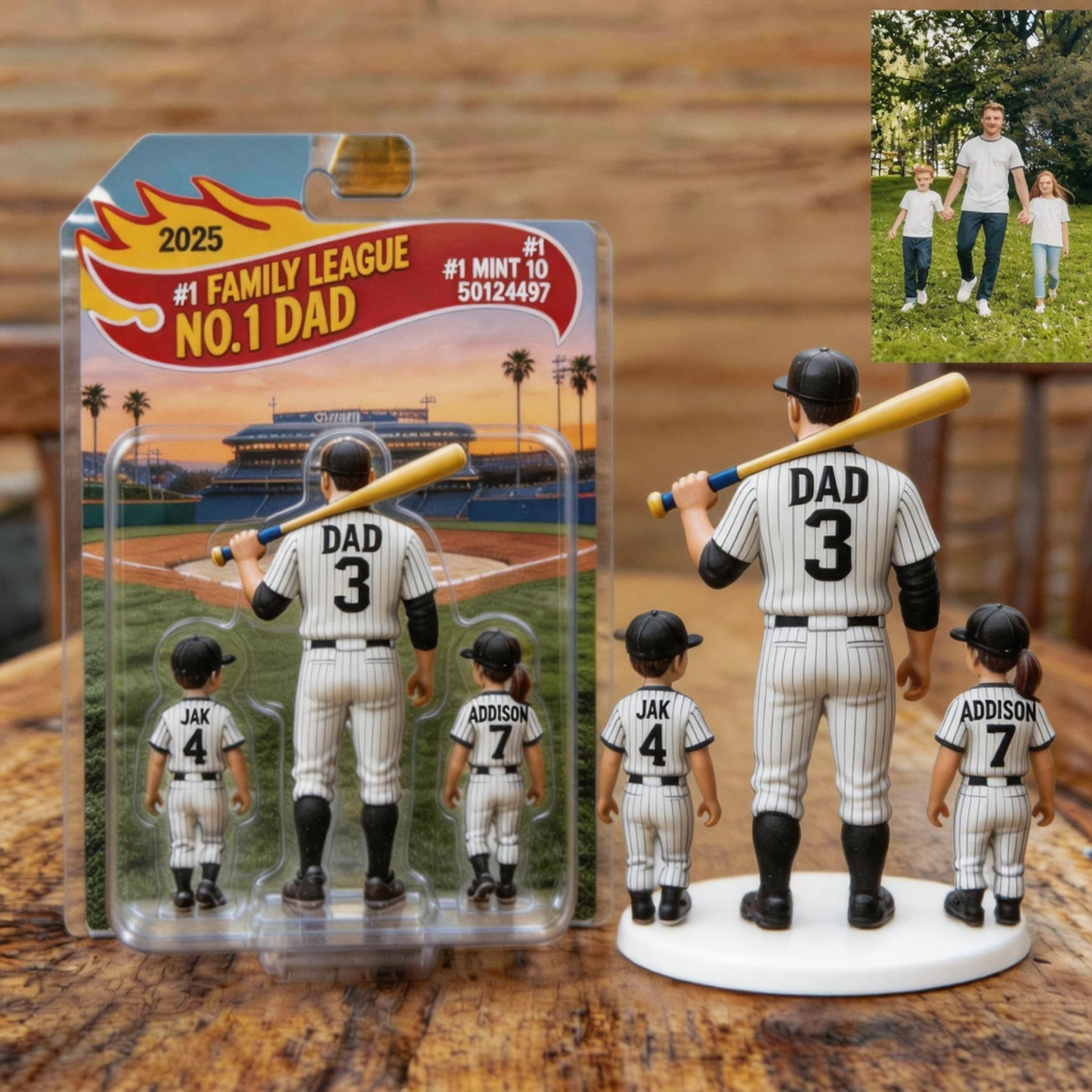 Custom Photo 3D Color Printing Figurine Best Baseball Dad Ever Keepsake