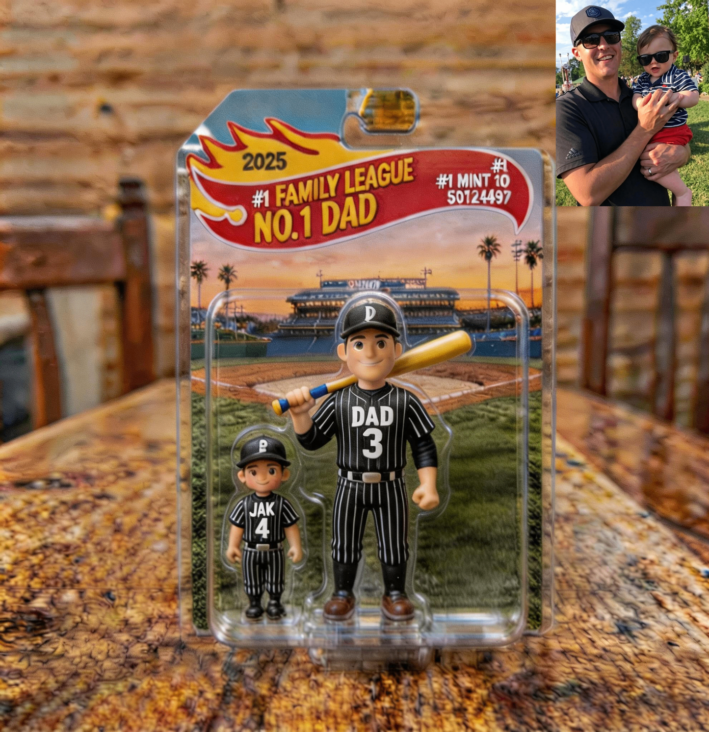 Custom Photo 3D Color Printing Figurine Best Baseball Dad Ever Keepsake