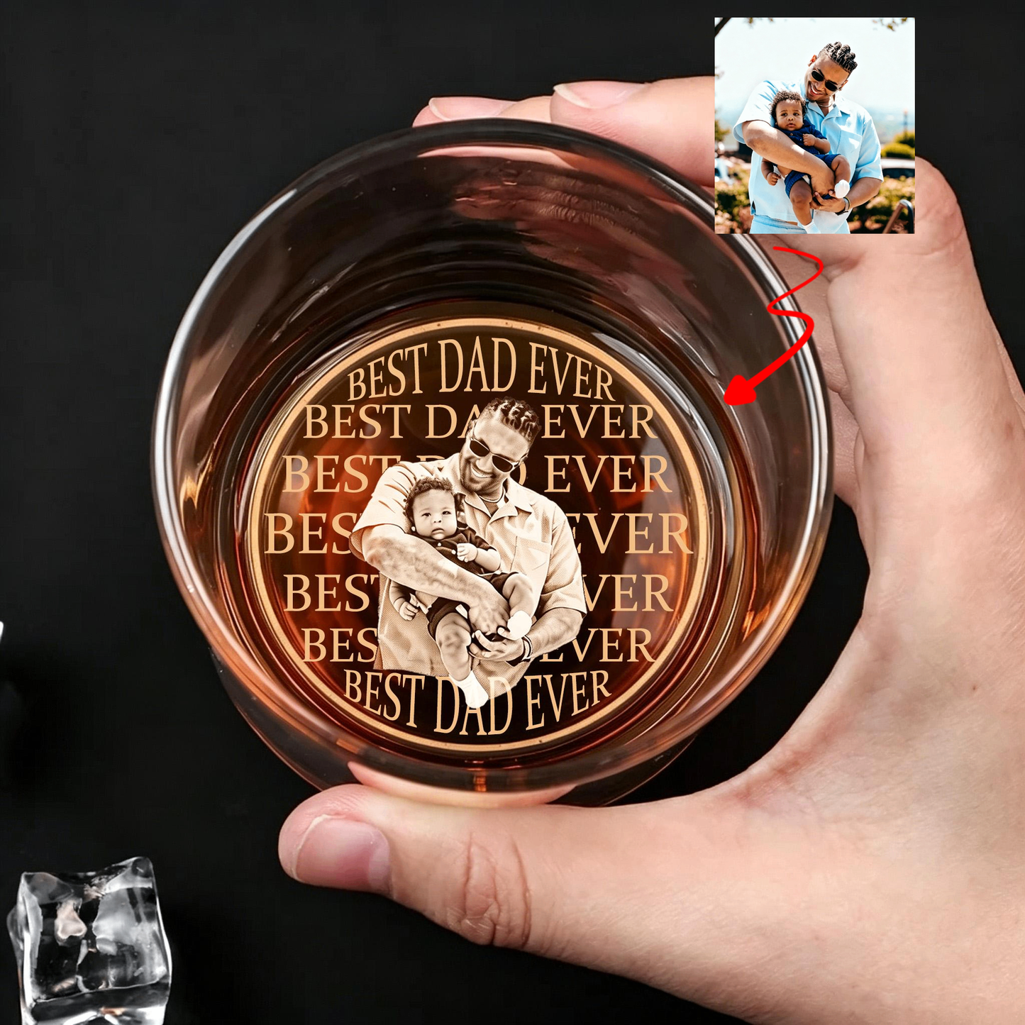 The "Best Dad Ever" Custom Portrait Whiskey Glass