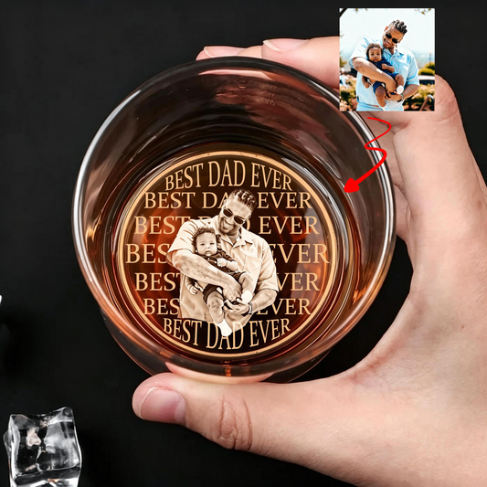 The "Best Dad Ever" Custom Portrait Whiskey Glass