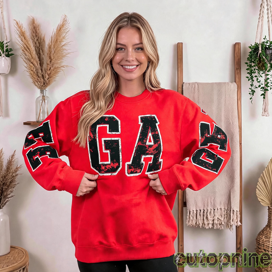 Custom Georgia Vintage Letter Print Sweatshirt