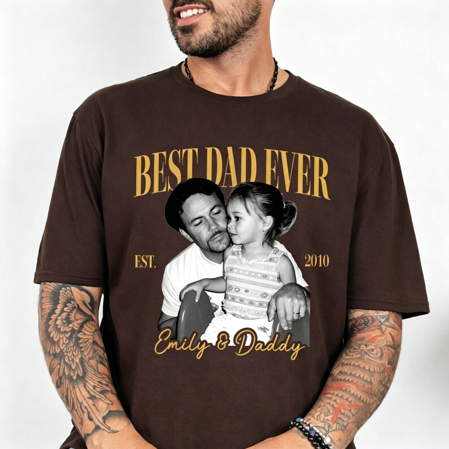 Custom Vintage Photo Dad T-Shirt - "Best Dad Ever" Retro Personalized Tee